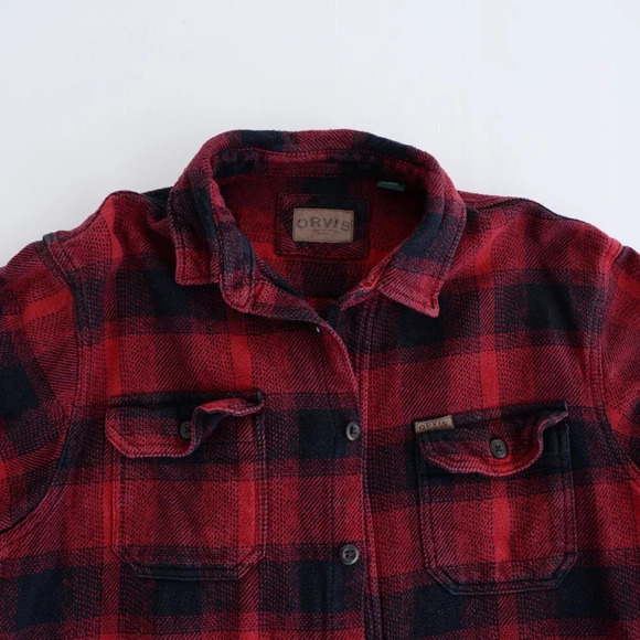 Orvis Red Black Checker Button Up Shirt -  Medium - Picture 12 of 15